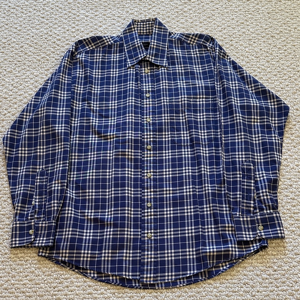 Burberry Navy and Cream Checkered Shirt